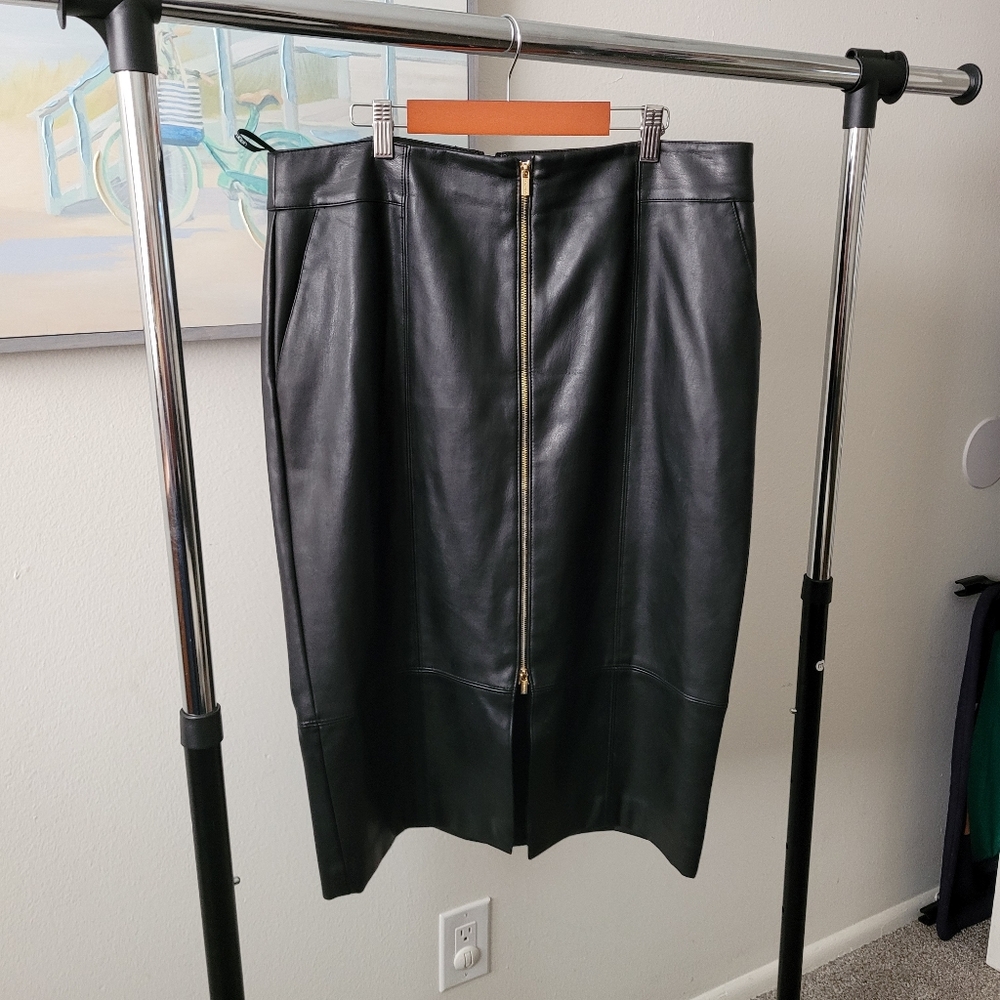 Calvin Klein Zipper Leather Skirt SZ 14